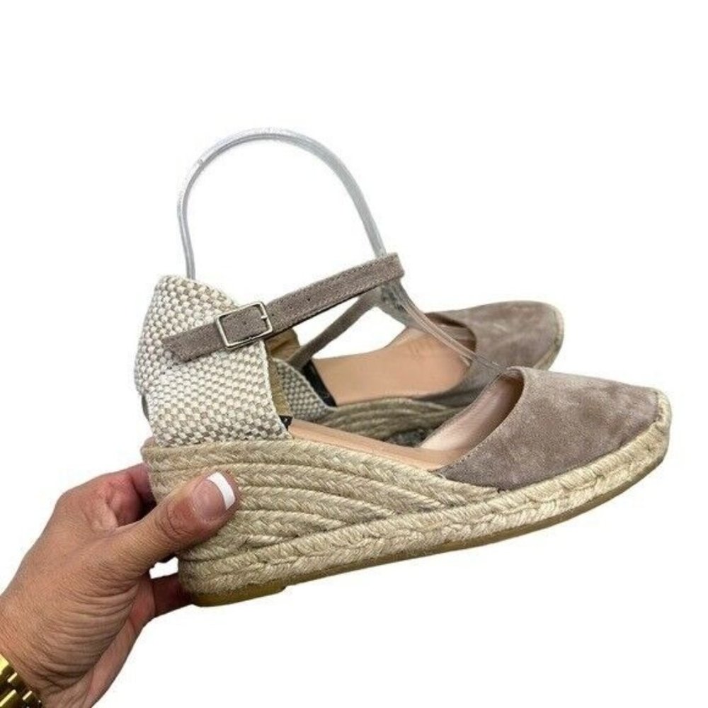 Anthropologie Giamo Obi Tan Suede Wedge Espadrilles Size 7 - Picture 2 of 8